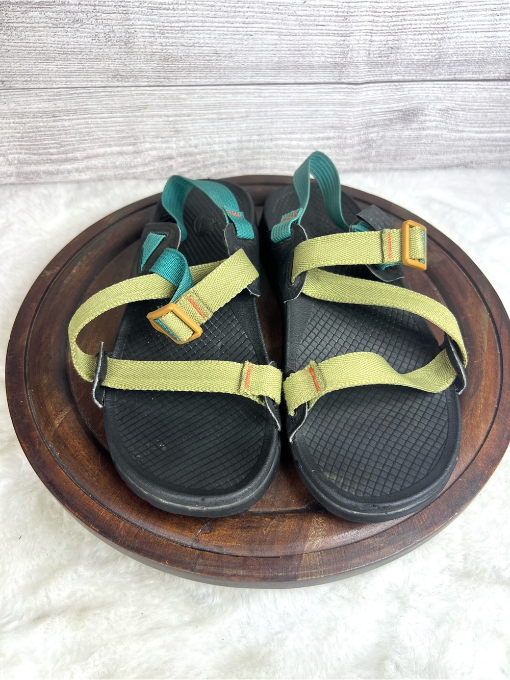 Chaco Lowdown Blue Green Strappy Sandals Women’s Size 9 Outdoor Boho Shoes Beach - Picture 3 of 9